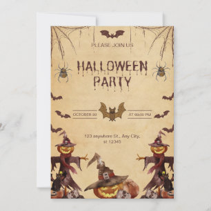 Invitación a la fiesta de Halloween moderno en Bro