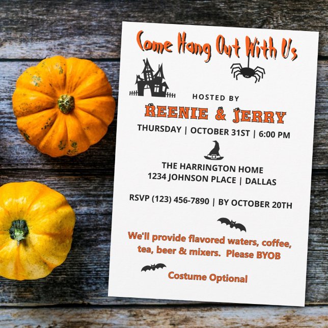 Invitación a la fiesta de Halloween naranja y negr (Subido por el creador)