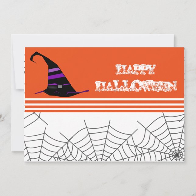 Invitación a la Fiesta de Halloween Naranja y Negr (Anverso)