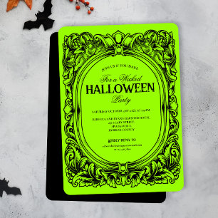 Invitación a la fiesta de Halloween Negro Verde
