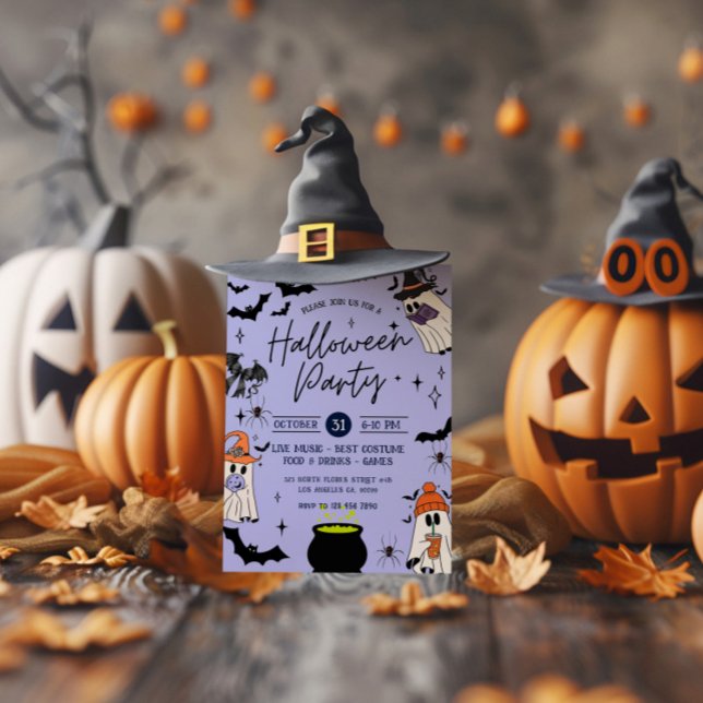 Invitación a la fiesta de Halloween negro y morado (Subido por el creador)