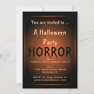 Invitación a la fiesta de Halloween negro y Naranj