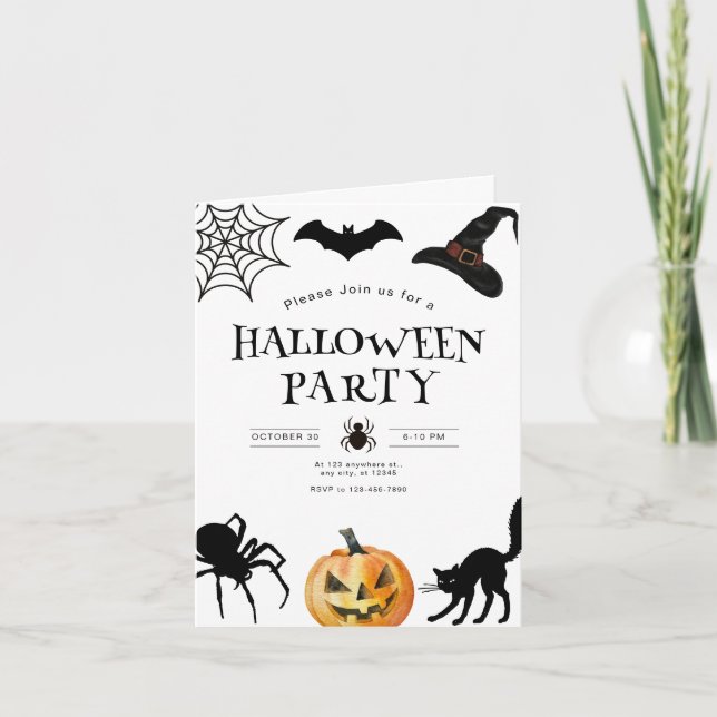 Invitación a la fiesta de Halloween, noche espeluz (Anverso)