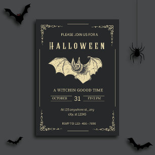 Invitación a la fiesta de Halloween Oscuro Y Oro M