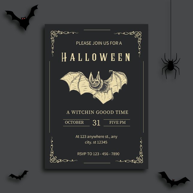 Invitación a la fiesta de Halloween Oscuro Y Oro M (Subido por el creador)