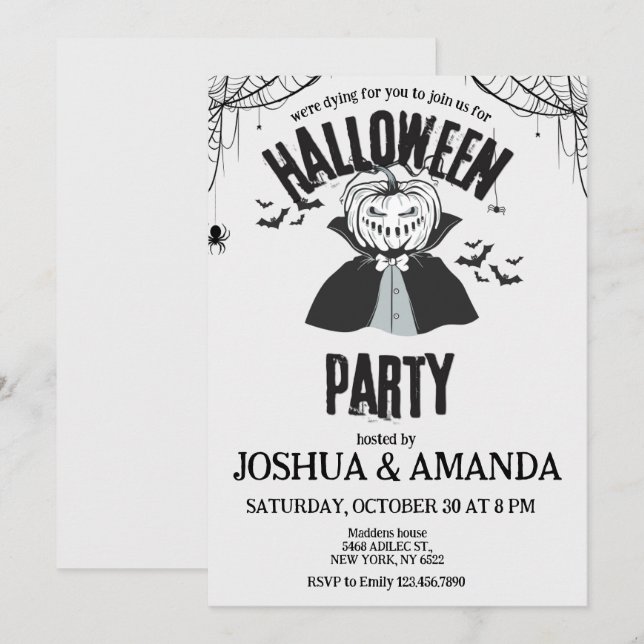 Invitación a la fiesta de Halloween para adultos (Anverso / Reverso)