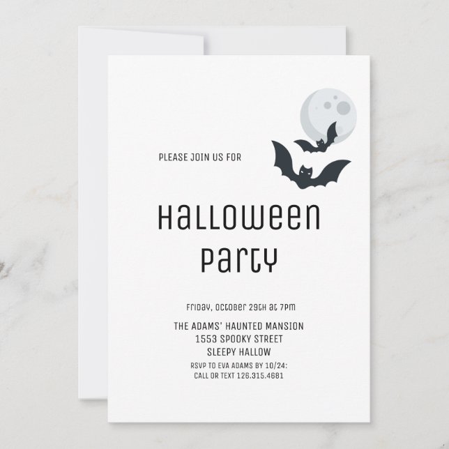 Invitación a la fiesta de Halloween para adultos (Anverso)