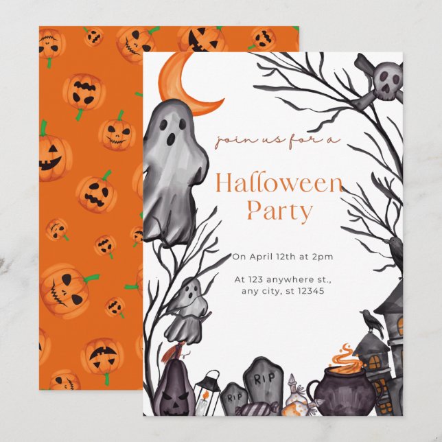 Invitación a la fiesta de Halloween para adultos (Anverso / Reverso)