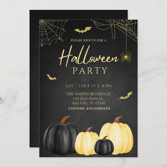 Invitación a la fiesta de Halloween para Adultos d (Anverso / Reverso)