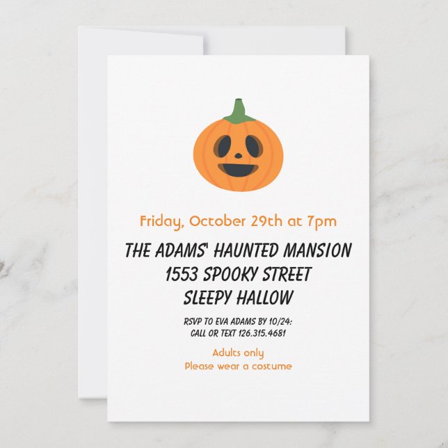 Invitación a la fiesta de Halloween para adultos N (Reverso)