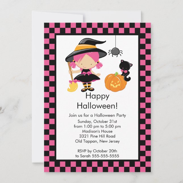 Invitación a la fiesta de Halloween para brujas (Anverso)