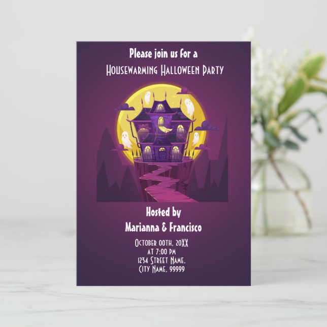 Invitación a la fiesta de Halloween para el calent (Anverso de pie)