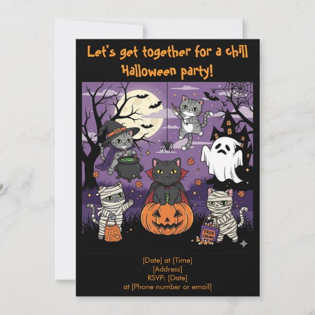 Invitación a la fiesta de Halloween para los amant (Anverso)