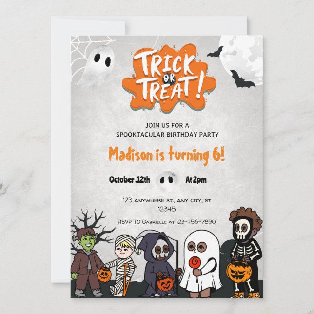 Invitación a la fiesta de Halloween para los niños (Anverso)