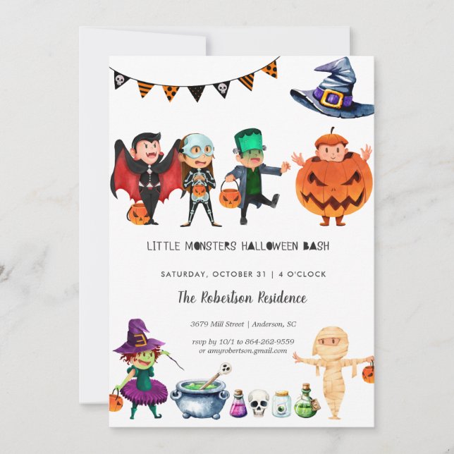 Invitación a la fiesta de Halloween para niños (Anverso)