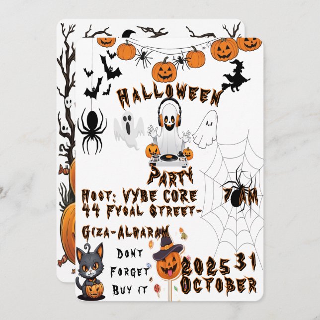 Invitación a la fiesta de Halloween para niños (Anverso / Reverso)