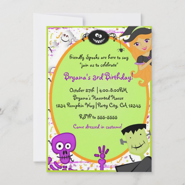 Invitación a la fiesta de Halloween para niños de  (Anverso)