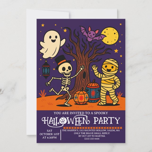 Invitación a la fiesta de Halloween para niños | T (Anverso)