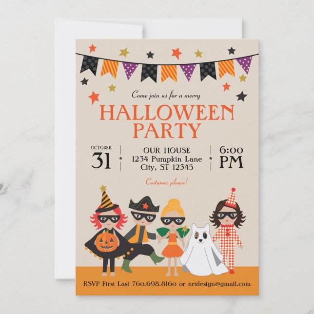 Invitación a la fiesta de Halloween para niños vin (Anverso)