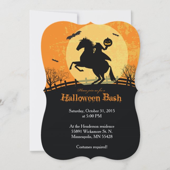 Invitación a la fiesta de Halloween para un Caball (Anverso)