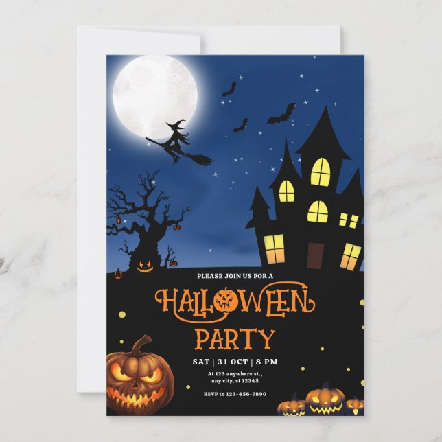 invitación a la fiesta de Halloween, parte del dis (Anverso)