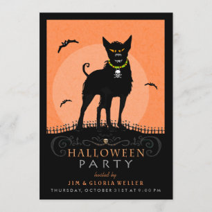 Invitación a la fiesta de Halloween - Perro asusta