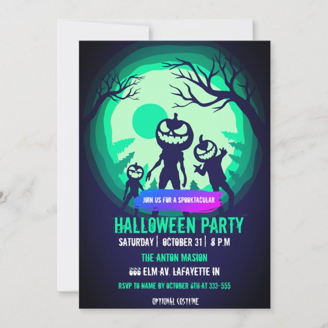 Invitación a la fiesta de Halloween personalizable (Anverso)