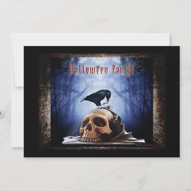 Invitación a la fiesta de Halloween - Raven en el  (Anverso)