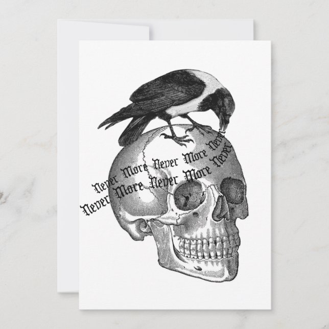 Invitación a la fiesta de Halloween Raven y Skull (Anverso)