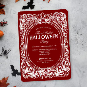 Invitación a la fiesta de Halloween rojo gótico vi