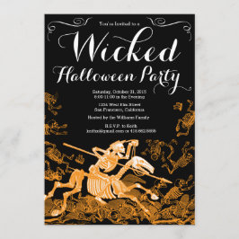 Invitación a la fiesta de Halloween: Skeleton vint
