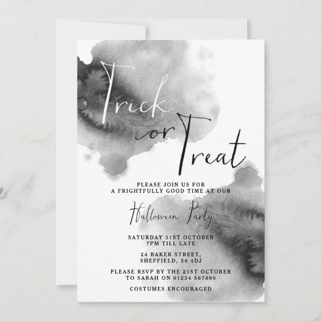 Invitación a la fiesta de Halloween - Trick or Tre (Anverso)