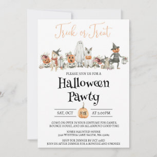 Invitación a la fiesta de Halloween, un niño y un