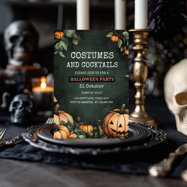 Invitación a la fiesta de Halloween verde con cala (Subido por el creador)