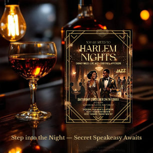 Invitación a la fiesta de Harlem Nights años 20 Ga