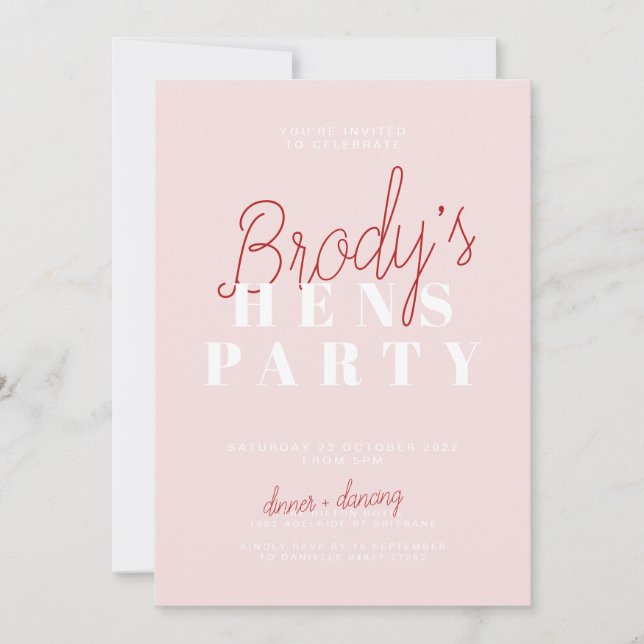 Invitación a la fiesta de Hens - Brody (Anverso)