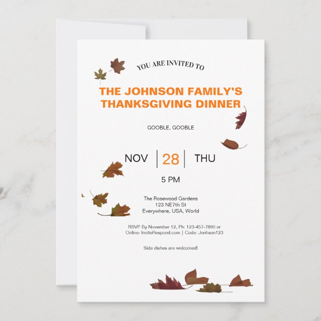 Invitación a la Fiesta de Hojas Caídas (Anverso)