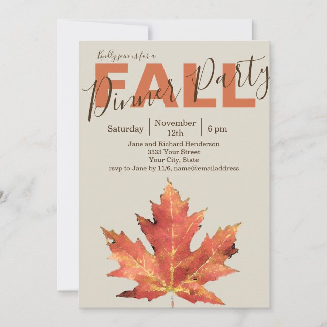Invitación a la Fiesta de Hojas de Otoño (Anverso)