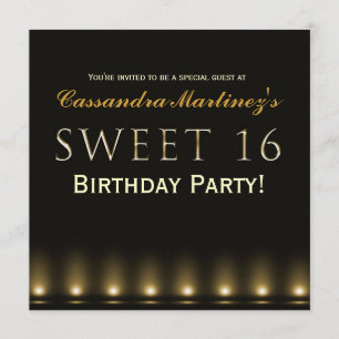 Invitación a la fiesta de Hollywood SWEET 16 Black