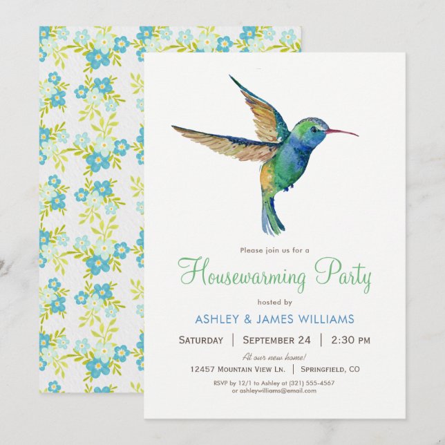 Invitación a la fiesta de Hummingbird (Anverso / Reverso)
