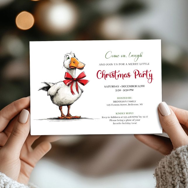 Invitación a la Fiesta de Humor Extravagante de lo (Christmas Silly Geese Quirky Humor Party Invitation)