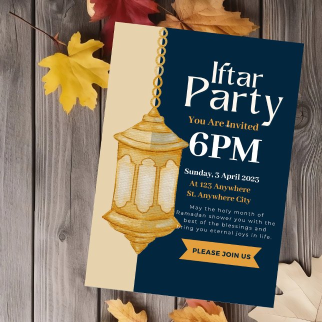 Invitación a la fiesta de Iftar de Ramadán en azul (Subido por el creador)