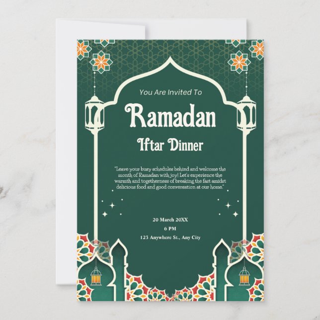 Invitación a la fiesta de Iftar de Ramadán moderna (Anverso)