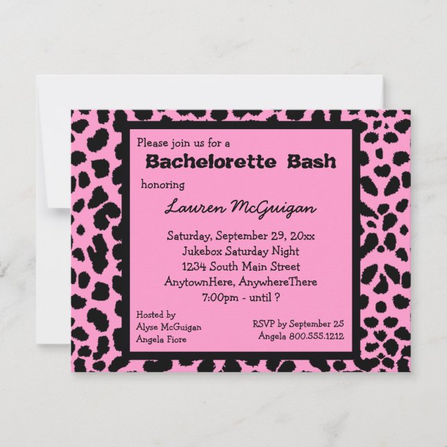 Invitación a la fiesta de impresión de leopardo ro (Anverso)