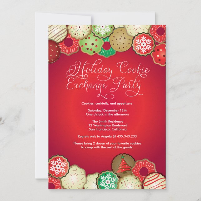 Invitación a la fiesta de intercambio de cookies d (Anverso)