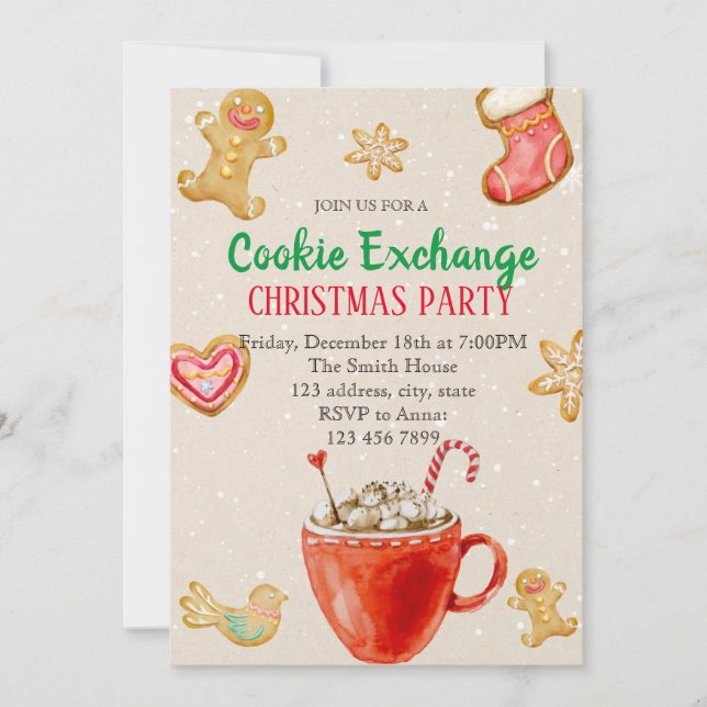 Invitación a la fiesta de intercambio de cookies d (Anverso)