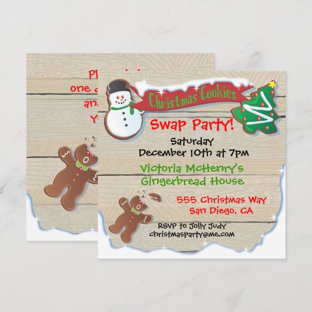 Invitación a la fiesta de intercambio de cookies d (Anverso / Reverso)
