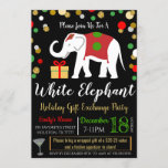 Invitación a la fiesta de intercambio de elefantes<br><div class="desc">Navidades White Elephant Exchange Party Invitación

Funciona bien para fiestas de todo tipo:
Chicas se reúnenCompañías/Fiestas corporativasDucha nupcial o Fiesta de Bachelorette Invitacionesfiestas elefantes blancos y más!

DETALLES:
* El formato de la invitación es de 5" x 7".</div>