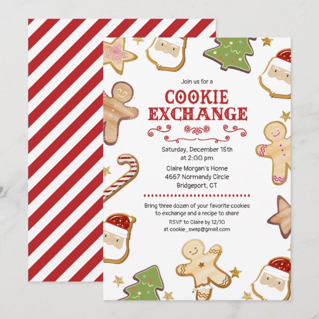 Invitación a la fiesta de intercambio de galletas  (Anverso / Reverso)