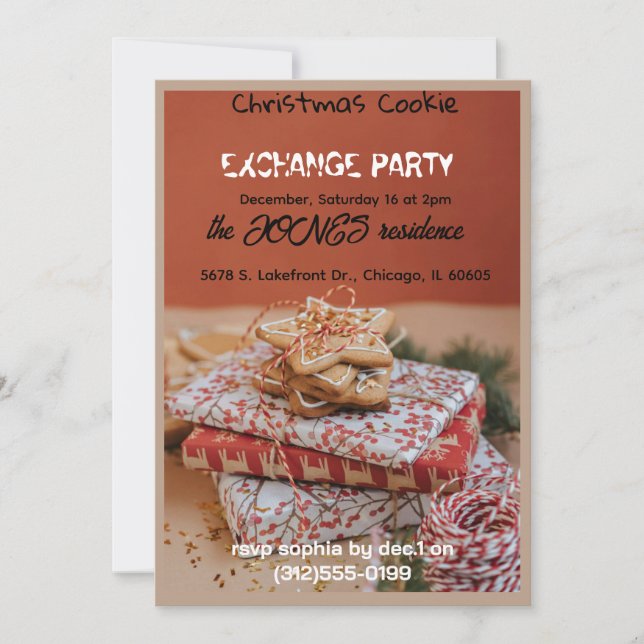 Invitación a la fiesta de intercambio de galletas  (Anverso)